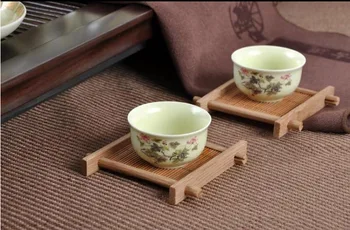 Bambu Çay Bardağı Mat Kare Coaster seti El Yapımı Yer mat Kungfu çay seti Mutfak Aksesuarları Içecek Çay Araçları