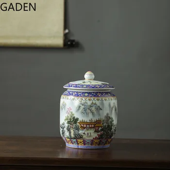 Ev Çay Caddy Seramik Mühürlü kapaklı tencere Çin Çay Depolama Tankı Depolama Dekorasyon Oturma Odası çay masası Dekorasyon