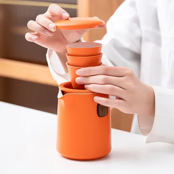 High-end Açık Seyahat Çay seti Seramik Taşınabilir Teaware Setleri İle Yakaladığında Kılıfları Demlik Kupa Filtre ile Çiçek Teawares Çay Fincanı