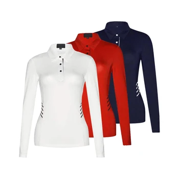 Kadın Golf Giyim Polyester / spandex Yumuşak Nefes Organik Kumaş Egzersiz Özel Golf Uzun Kollu Polo Gömlek